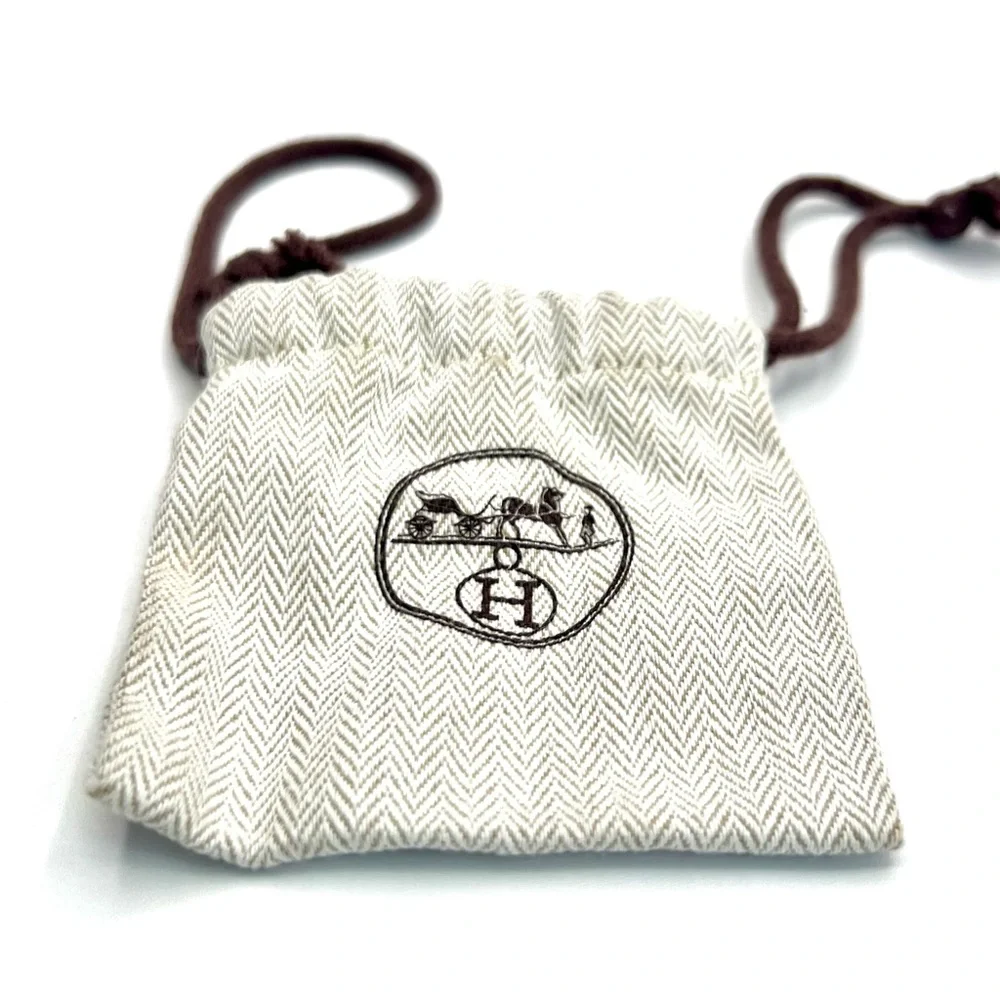 Hermes Cream and Brown Jewelry Pouch Dust Bag
